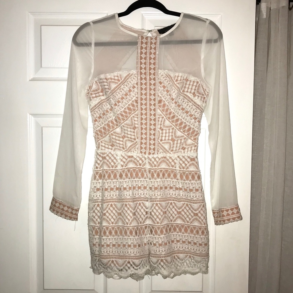 NWT Adelyn Rae White & Nude Lace Romper